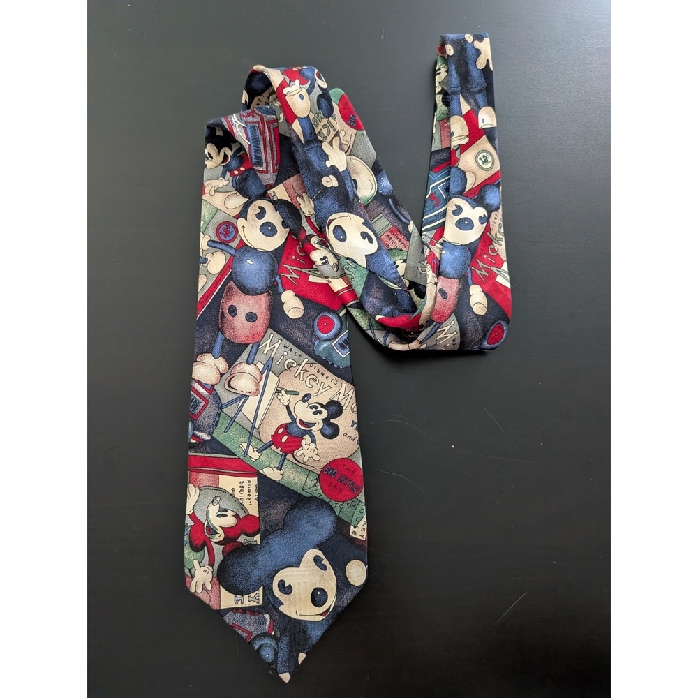 Mickey & Co Disney Atlas Design Gothenburg Sweden Vintage‎ Silk Tie 60" Art
